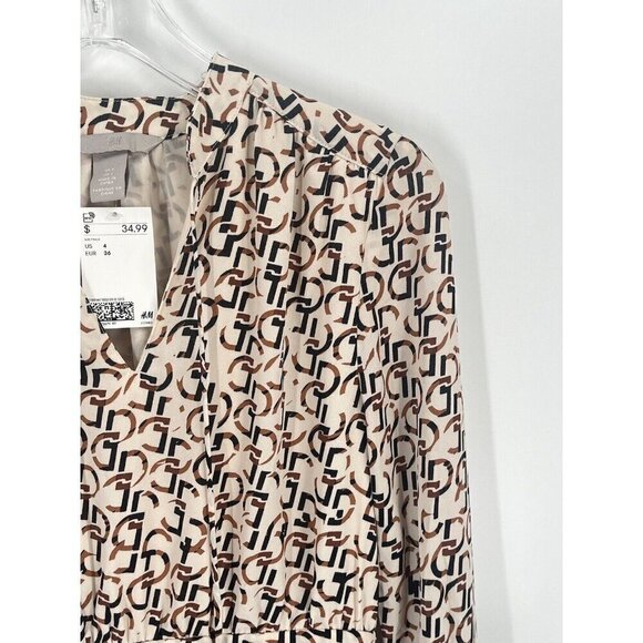 H&M Printed Shift Dress Long Sleeve Sz 4 NWT - Picture 3 of 6